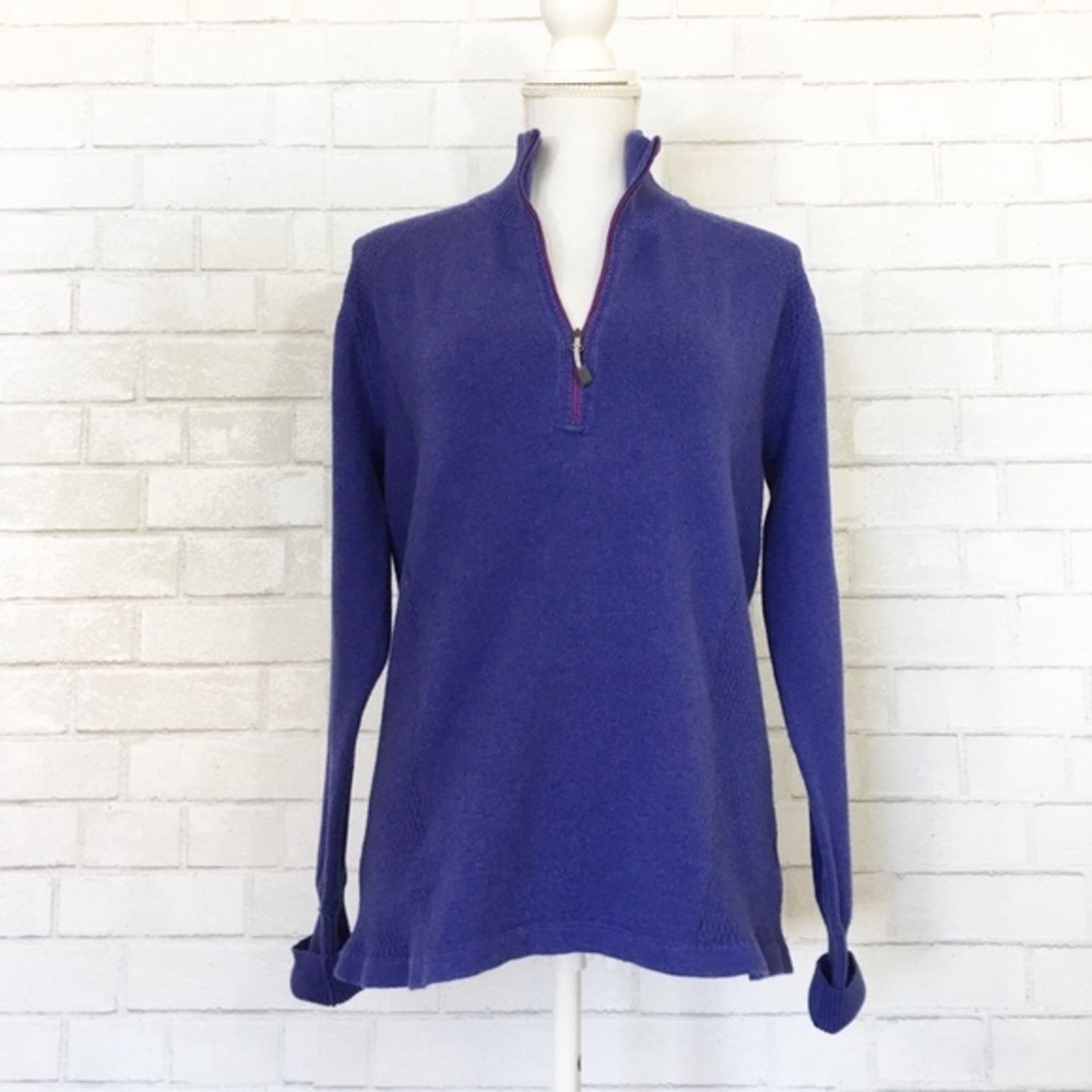 Eddie Bauer Purple Indigo Half Zip Mock Neck Cozy Sweater